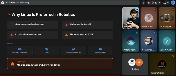 A live AMR Mastery class on Linux, with learners on video